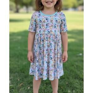 NEW CHARLIES PROJECT short sleeve dress in blue multi